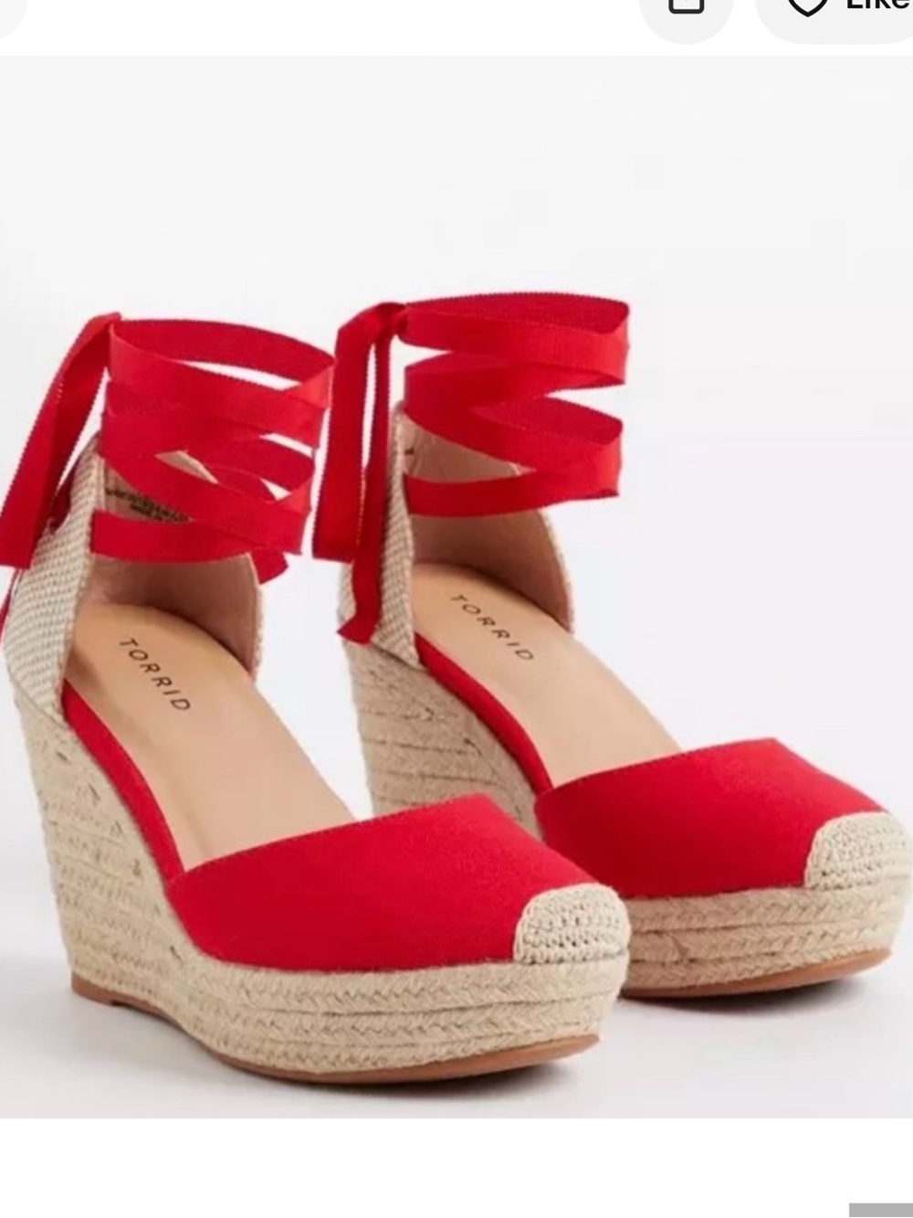 Torrid Red Espadrille Platform Canvas Wedge